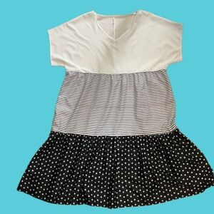 Black & white polka dot striped dress